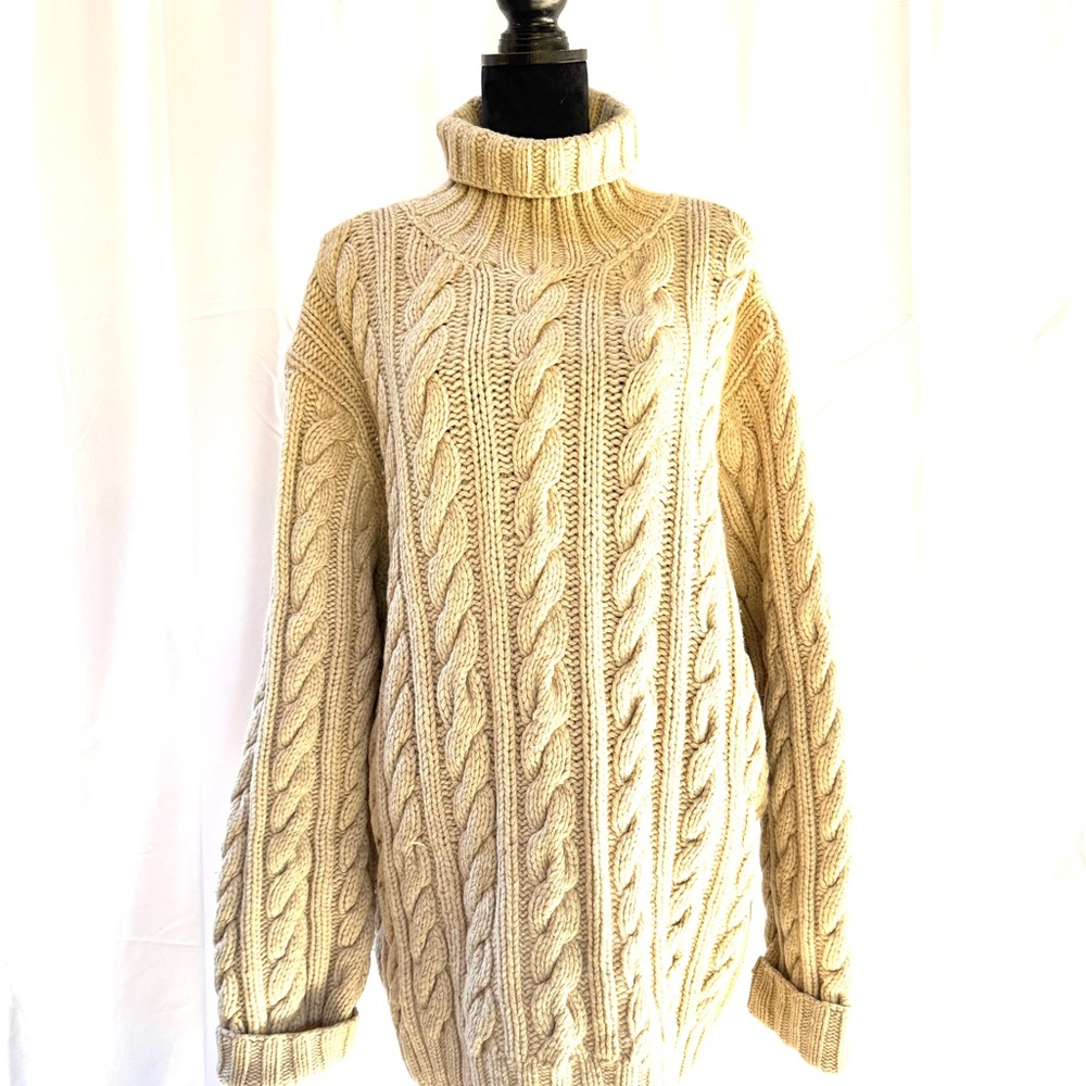Lands' End Cream Turtleneck Sweater